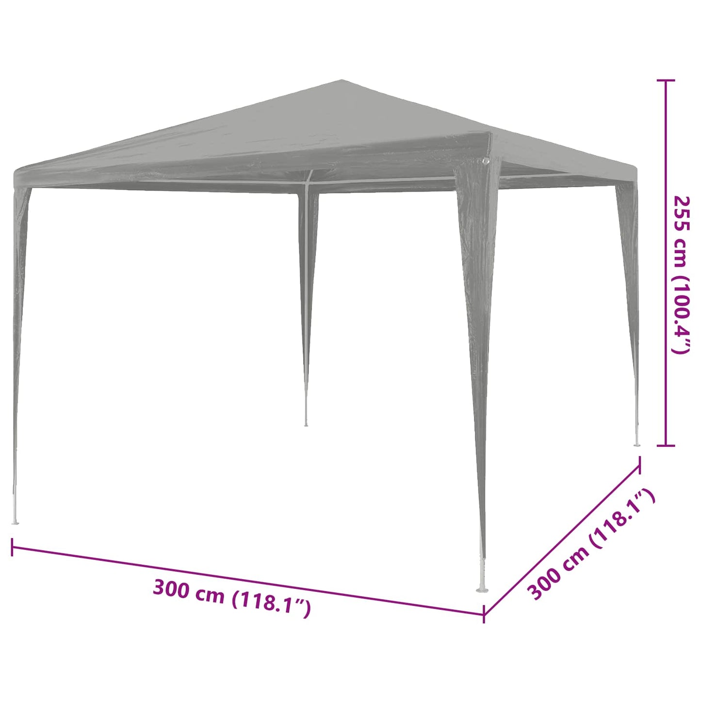 Party Tent Light Grey 300 x 300 x 255 cm PE and Steel