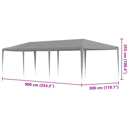 Party Tent Light Grey 900 x 300 x 255 cm PE and Steel