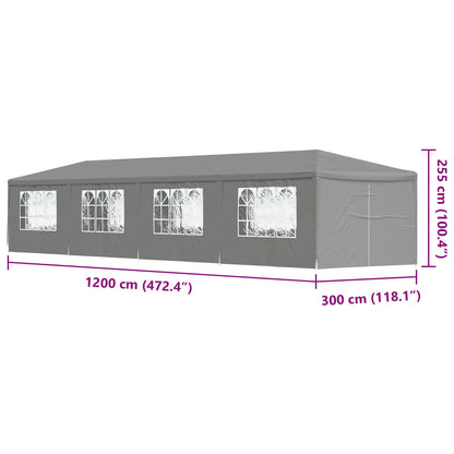 Party Tent 1200 x 300 x 255 cm Light Grey PE and Steel