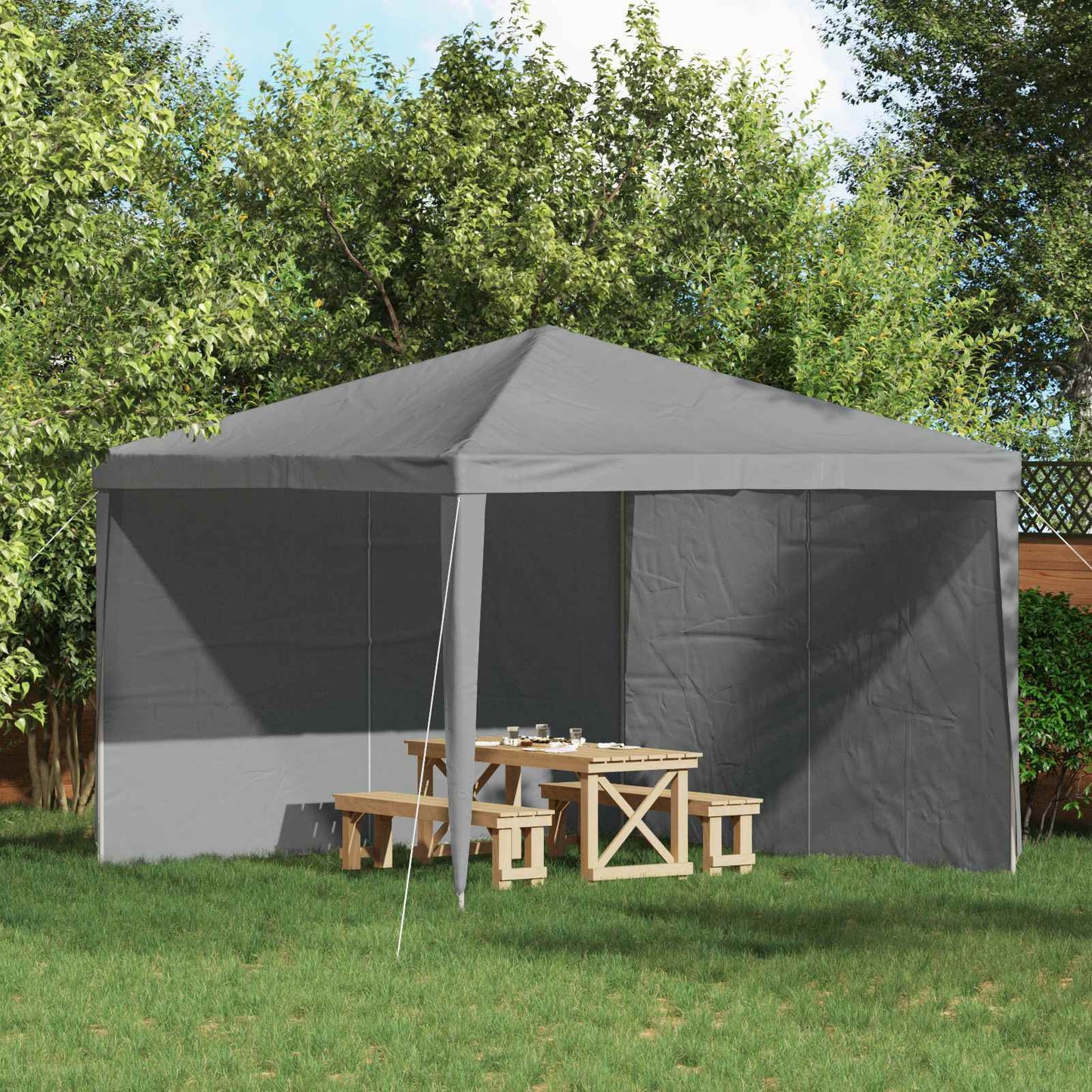 Party Tent Sidewall 2 pcs Light Grey 400 x 195 cm PE and Steel