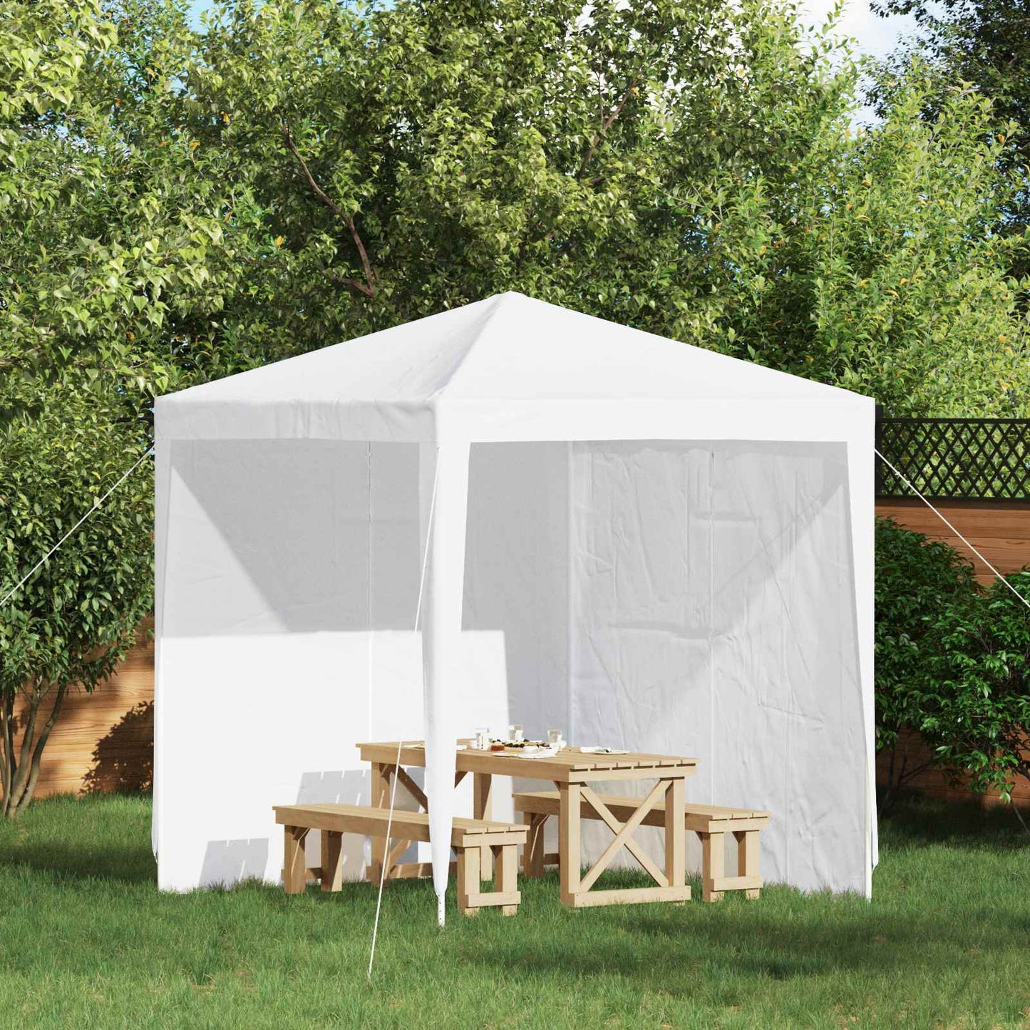 Party Tent Sidewall 2 pcs White 200 x 195 cm PE and Steel