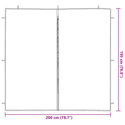 Party Tent Sidewall 2 pcs White 200 x 195 cm PE and Steel