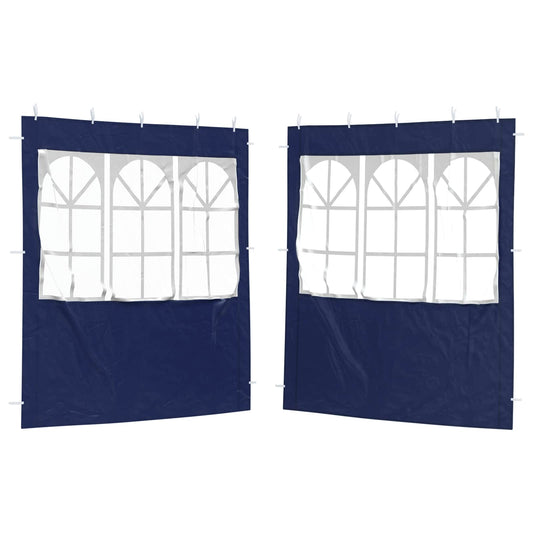 Party Tent Sidewall 2 pcs 200 x 195 cm Blue PE and Steel