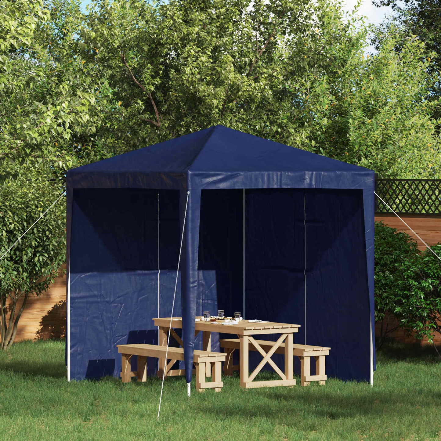 Party Tent Sidewall 2 pcs Blue 200 x 195 cm PE and Steel
