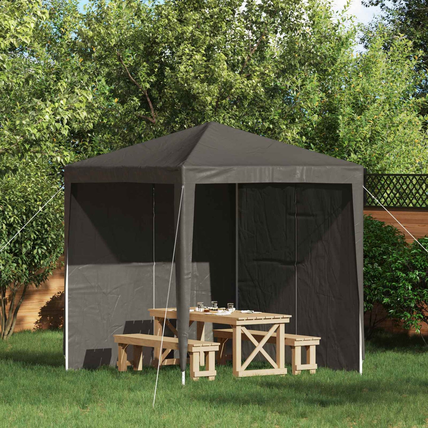 Party Tent Sidewall 2 pcs Anthracite 200 x 195 cm PE and Steel