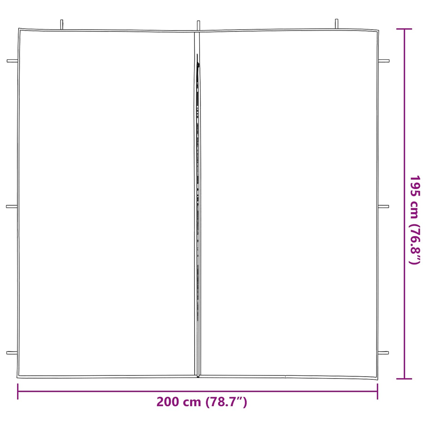 Party Tent Sidewall 2 pcs Anthracite 200 x 195 cm PE and Steel