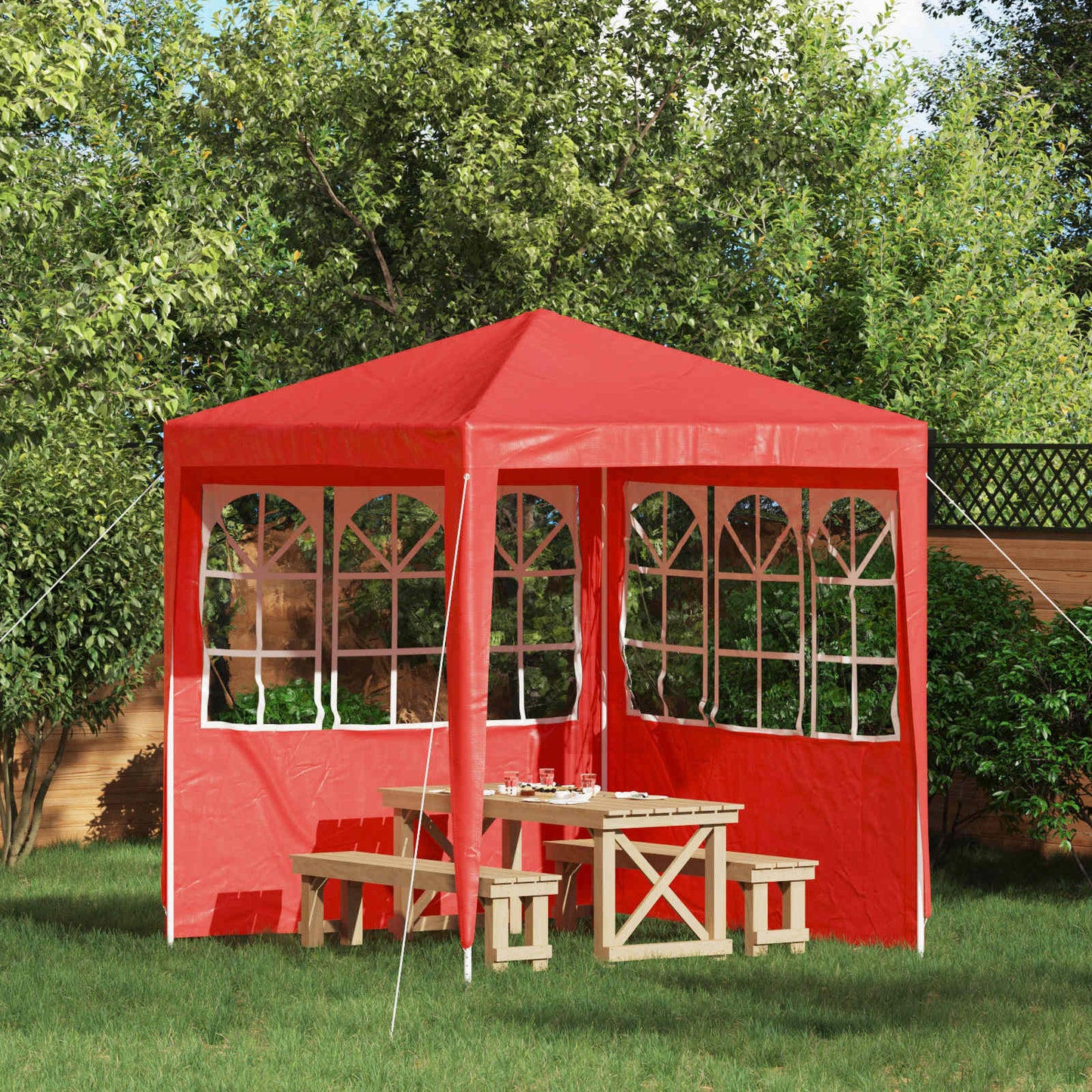 Party Tent Sidewall 2 pcs 200 x 195 cm Red PE and Steel