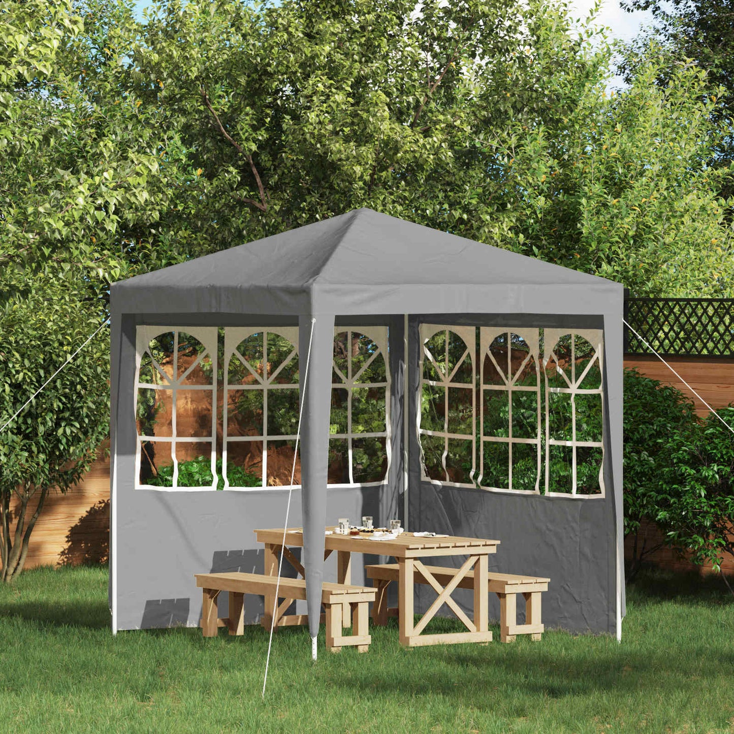 Party Tent Sidewall 2 pcs 200 x 195 cm Light Grey PE and Steel