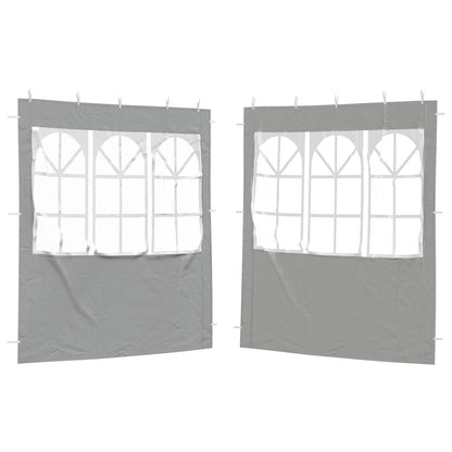 Party Tent Sidewall 2 pcs 200 x 195 cm Light Grey PE and Steel