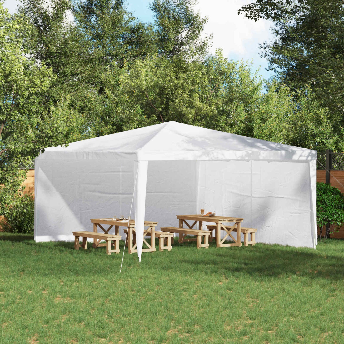 Party Tent Sidewall 2 pcs White 400 x 195 cm PE and Steel
