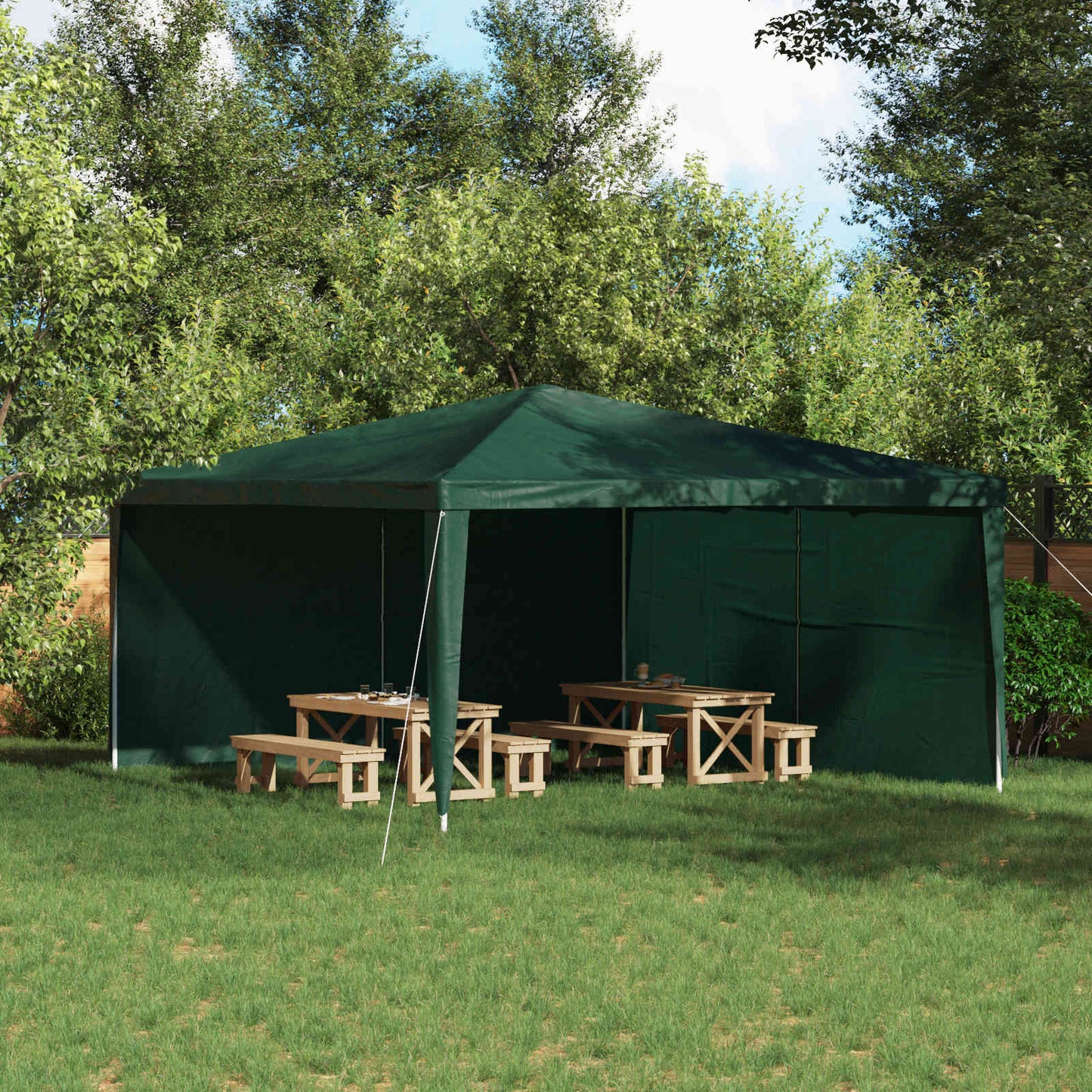Party Tent Sidewall 2 pcs Green 400 x 195 cm PE and Steel