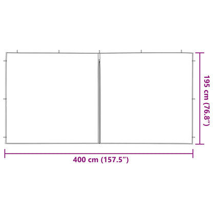 Party Tent Sidewall 2 pcs Green 400 x 195 cm PE and Steel