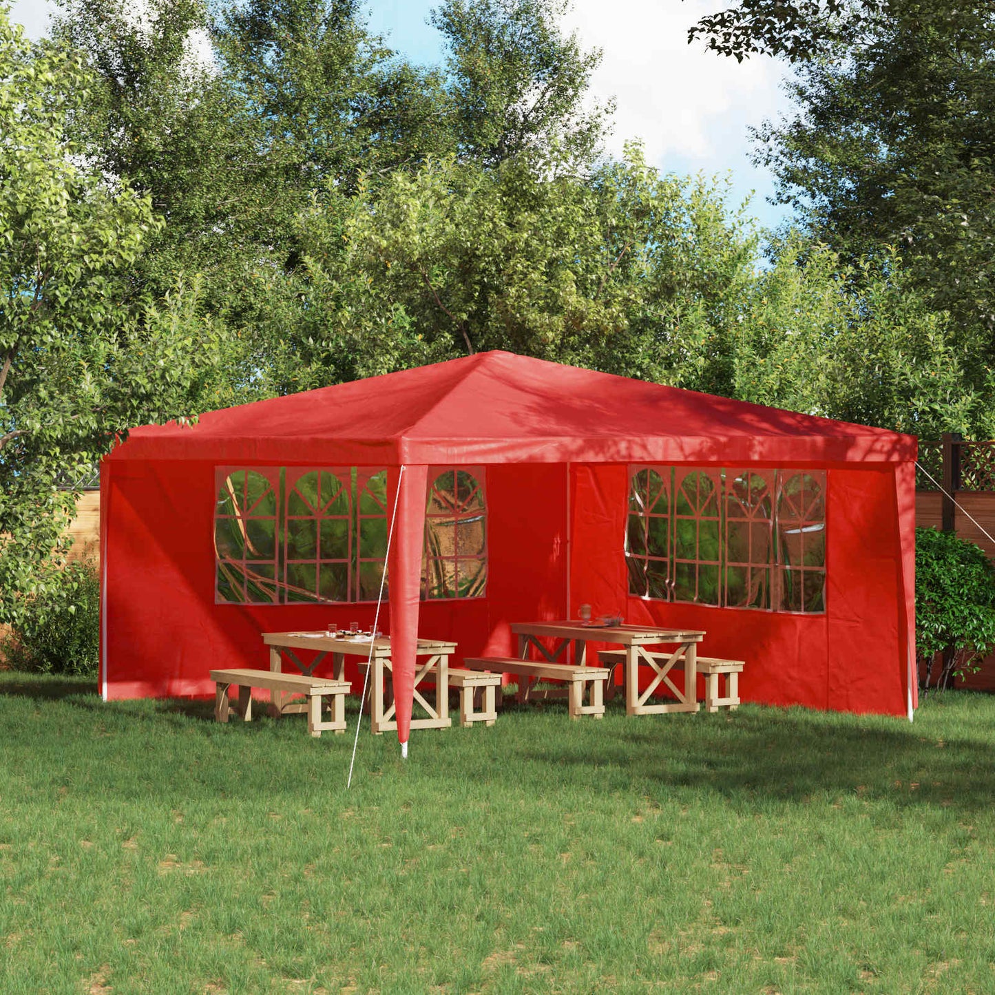 Party Tent Sidewall 2 pcs 400 x 195 cm Red PE and Steel