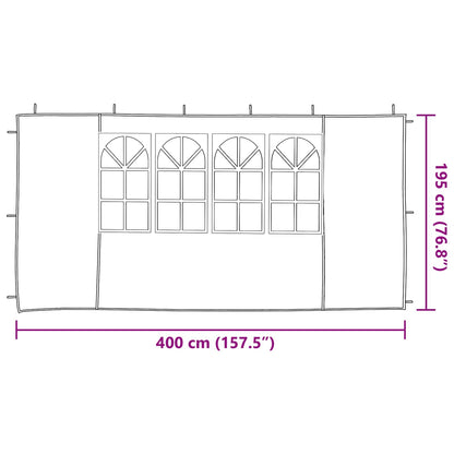 Party Tent Sidewall 2 pcs 400 x 195 cm Red PE and Steel