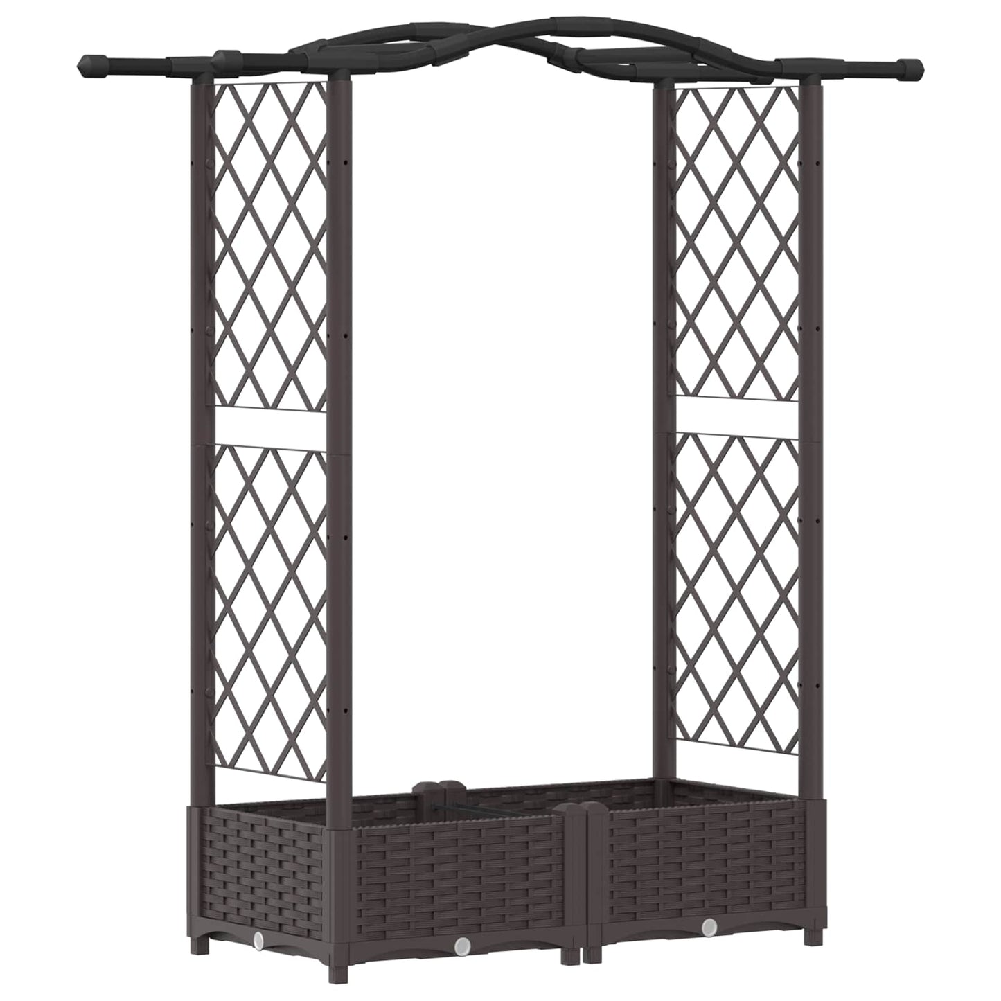 Raised Bed with Trellis and Roof Brown 124 x 40 x 123 cm PP