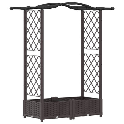 Raised Bed with Trellis and Roof Brown 124 x 40 x 123 cm PP