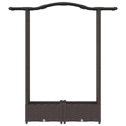 Raised Bed with Trellis and Roof Brown 124 x 40 x 123 cm PP