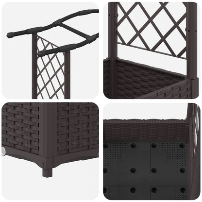 Raised Bed with Trellis and Roof Brown 169 x 40 x 123 cm PP