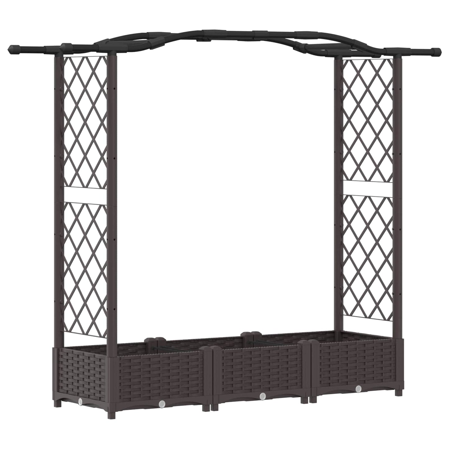 Raised Bed with Trellis and Roof Brown 169 x 40 x 123 cm PP