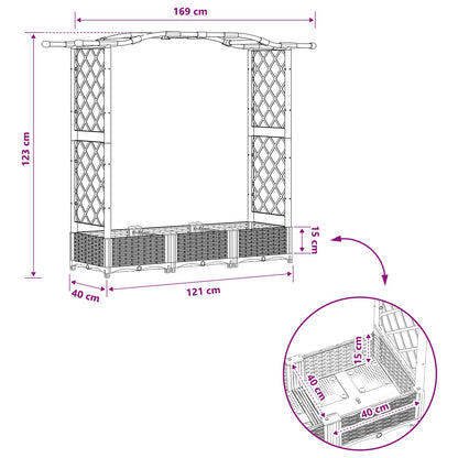 Raised Bed with Trellis and Roof Brown 169 x 40 x 123 cm PP