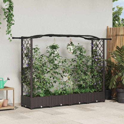 Raised Bed with Trellis and Roof Brown 207 x 40 x 123 cm PP