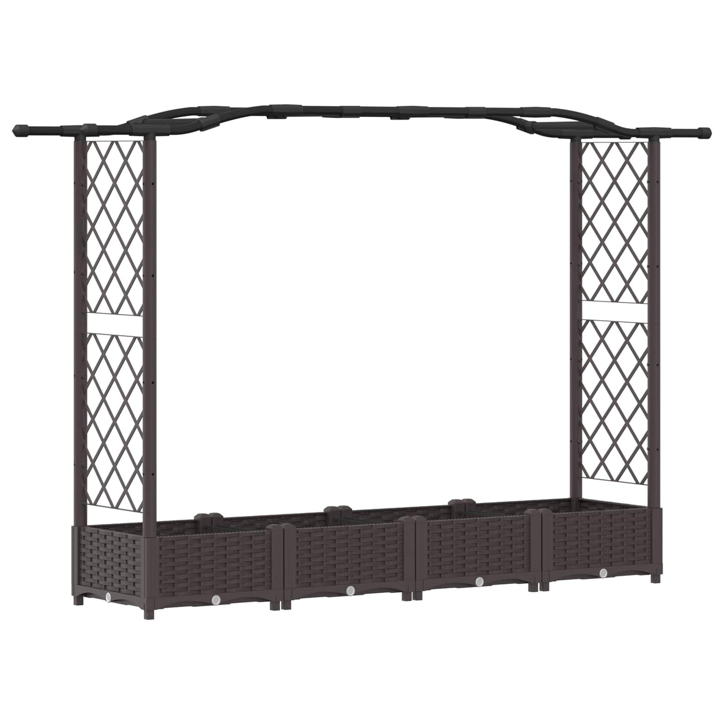 Raised Bed with Trellis and Roof Brown 207 x 40 x 123 cm PP