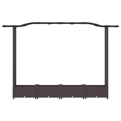 Raised Bed with Trellis and Roof Brown 207 x 40 x 123 cm PP