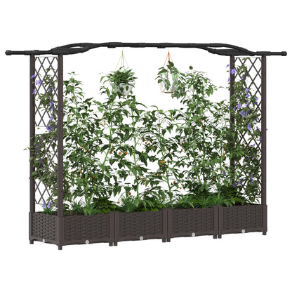 Raised Bed with Trellis and Roof Brown 207 x 40 x 123 cm PP