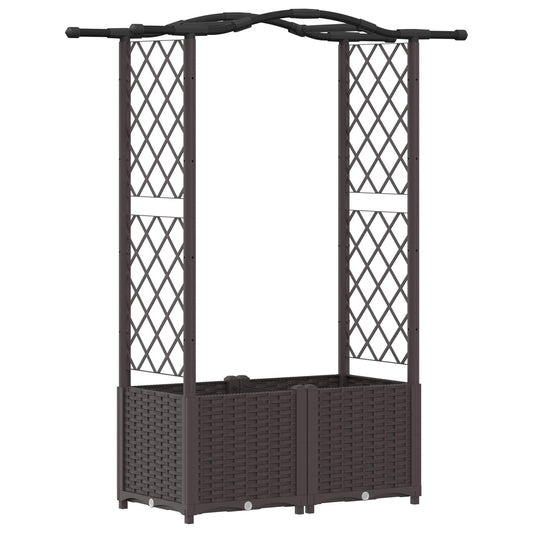 Raised Bed with Trellis and Roof Brown 125 x 40 x 138 cm PP