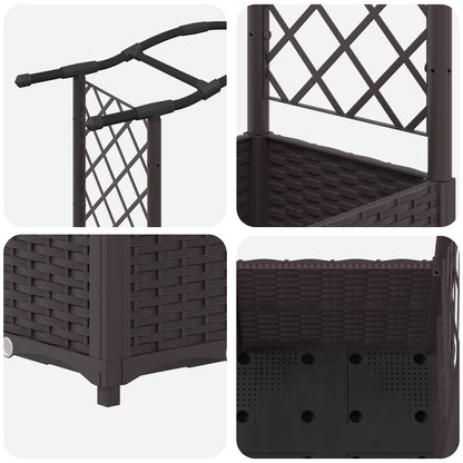Raised Bed with Trellis and Roof Brown 164 x 40 x 138 cm PP