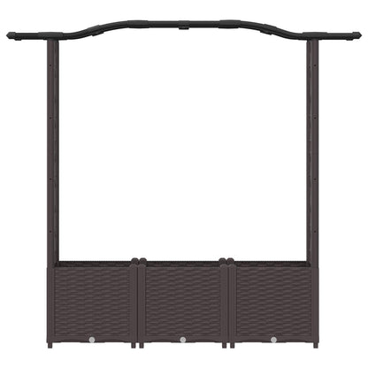 Raised Bed with Trellis and Roof Brown 164 x 40 x 138 cm PP
