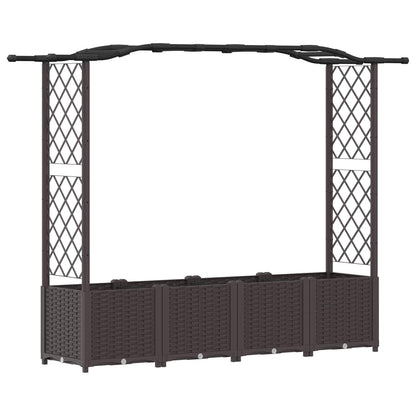 Raised Bed with Trellis and Roof Brown 204 x 40 x 138 cm PP