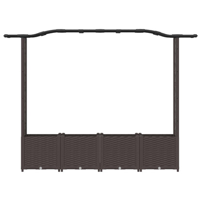 Raised Bed with Trellis and Roof Brown 204 x 40 x 138 cm PP