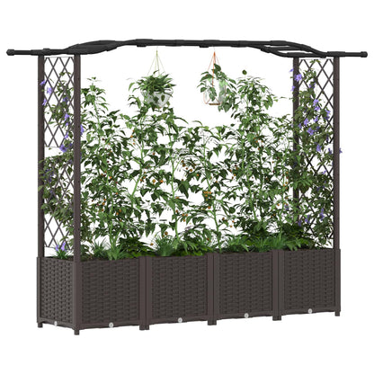Raised Bed with Trellis and Roof Brown 204 x 40 x 138 cm PP