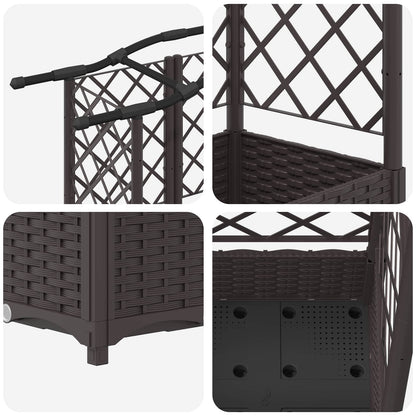 Raised Bed with Trellis and Roof Brown 124 x 40 x 123 cm PP