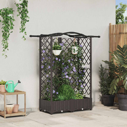Raised Bed with Trellis and Roof Brown 124 x 40 x 123 cm PP