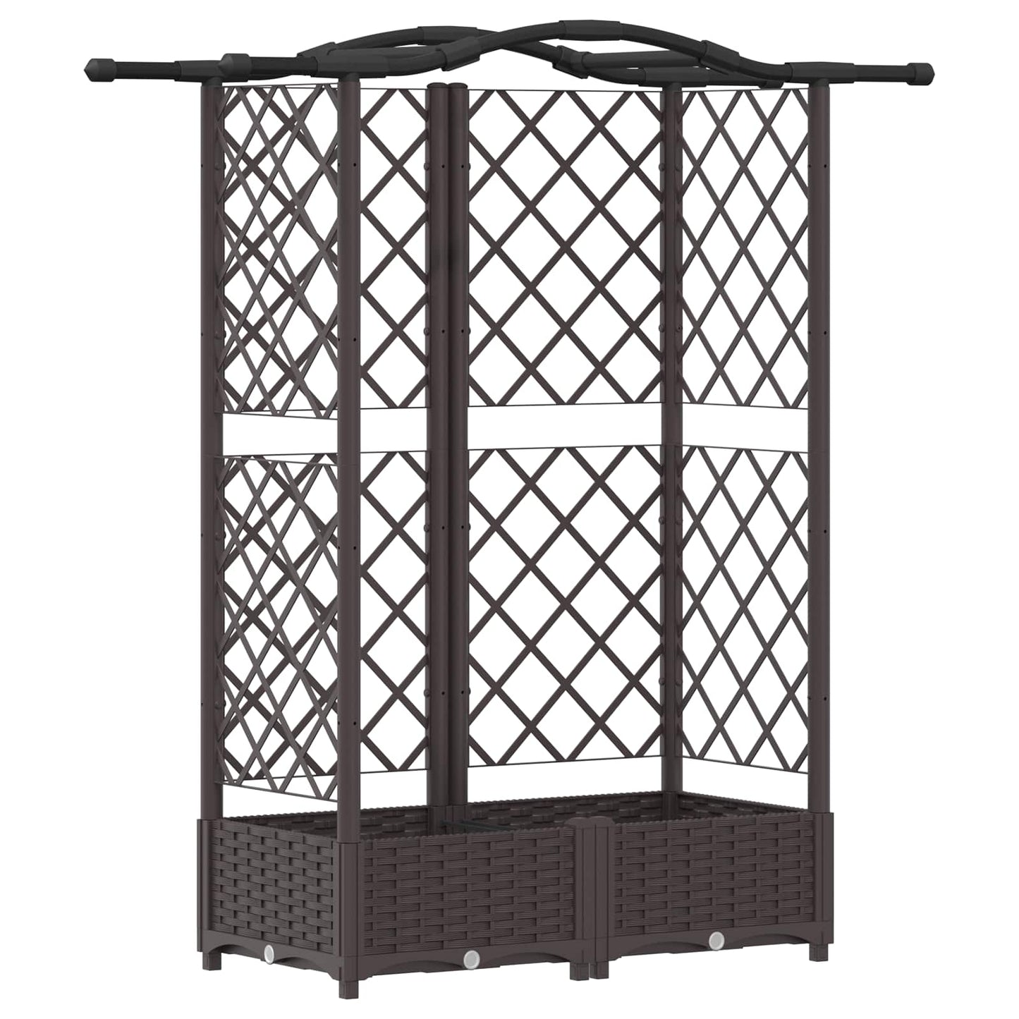 Raised Bed with Trellis and Roof Brown 124 x 40 x 123 cm PP