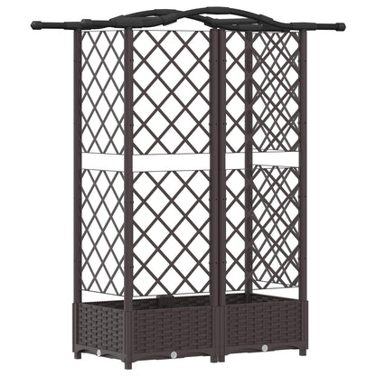 Raised Bed with Trellis and Roof Brown 124 x 40 x 123 cm PP