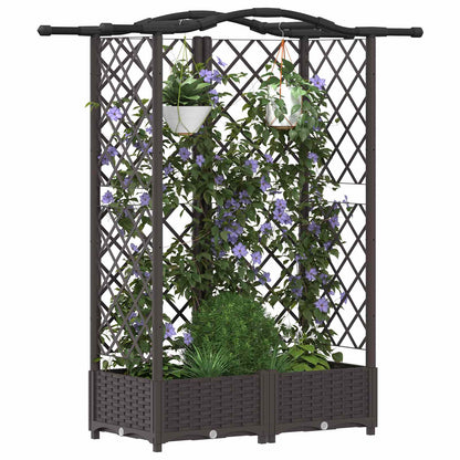 Raised Bed with Trellis and Roof Brown 124 x 40 x 123 cm PP