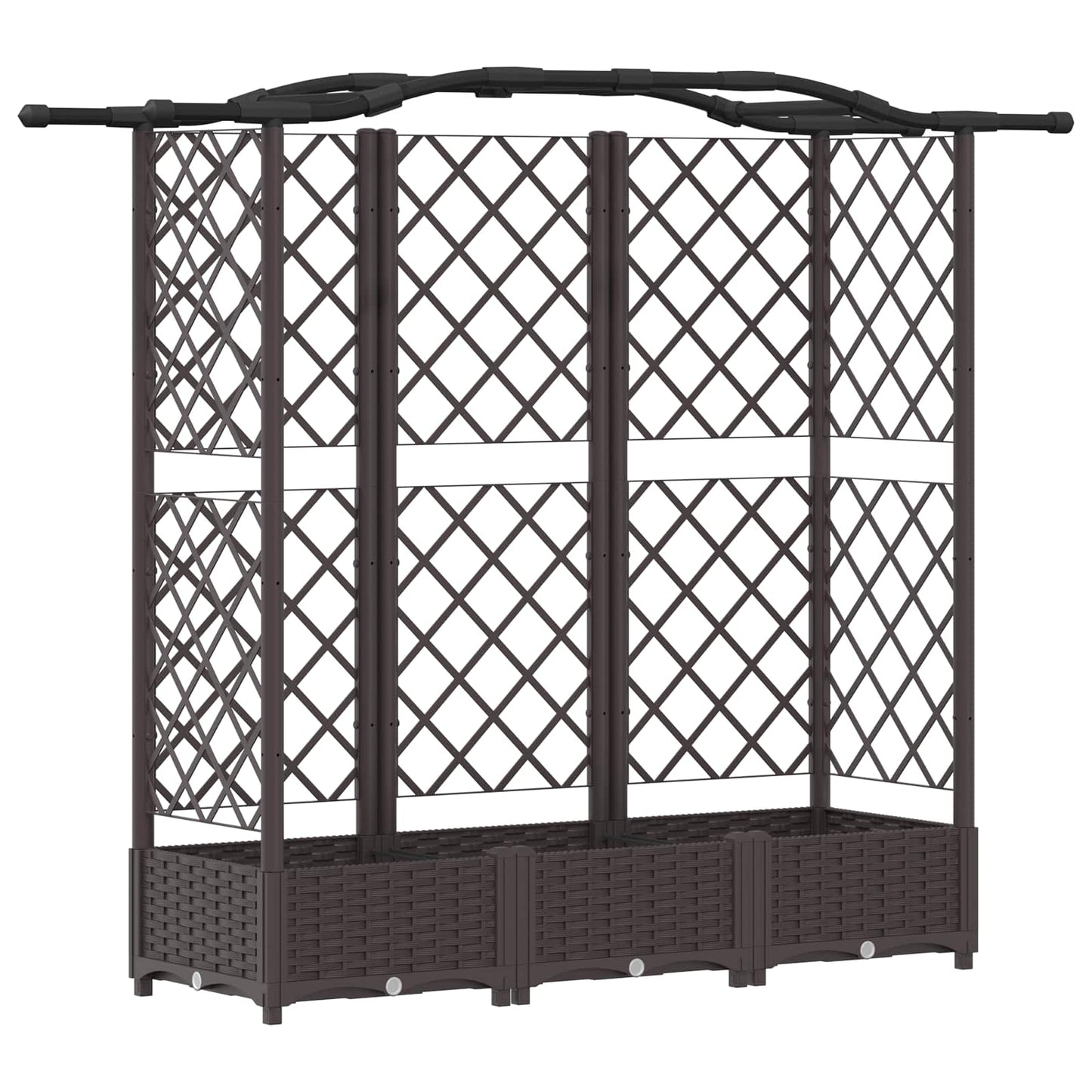 Raised Bed with Trellis and Roof Brown 163 x 40 x 123 cm PP