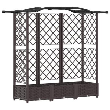 Raised Bed with Trellis and Roof Brown 163 x 40 x 123 cm PP