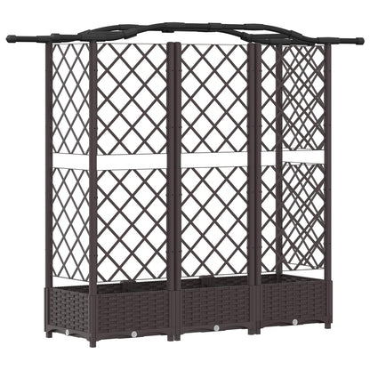 Raised Bed with Trellis and Roof Brown 163 x 40 x 123 cm PP