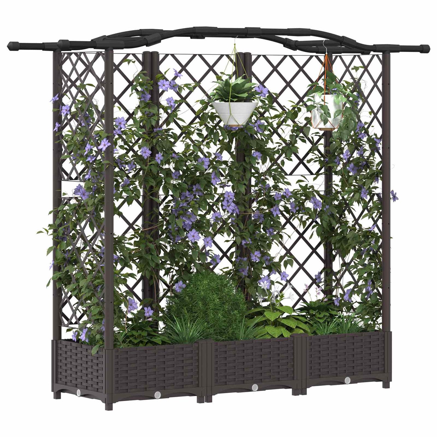 Raised Bed with Trellis and Roof Brown 163 x 40 x 123 cm PP