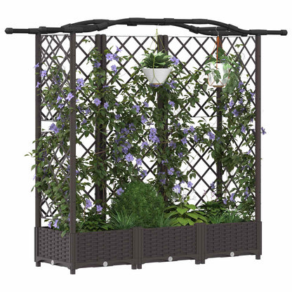 Raised Bed with Trellis and Roof Brown 163 x 40 x 123 cm PP