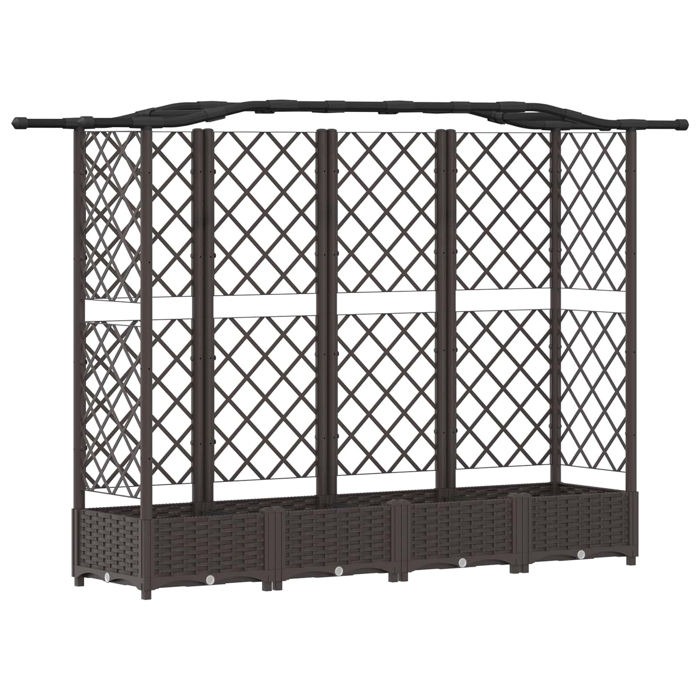 Raised Bed with Trellis and Roof Brown 203.5 x 40 x 123 cm PP