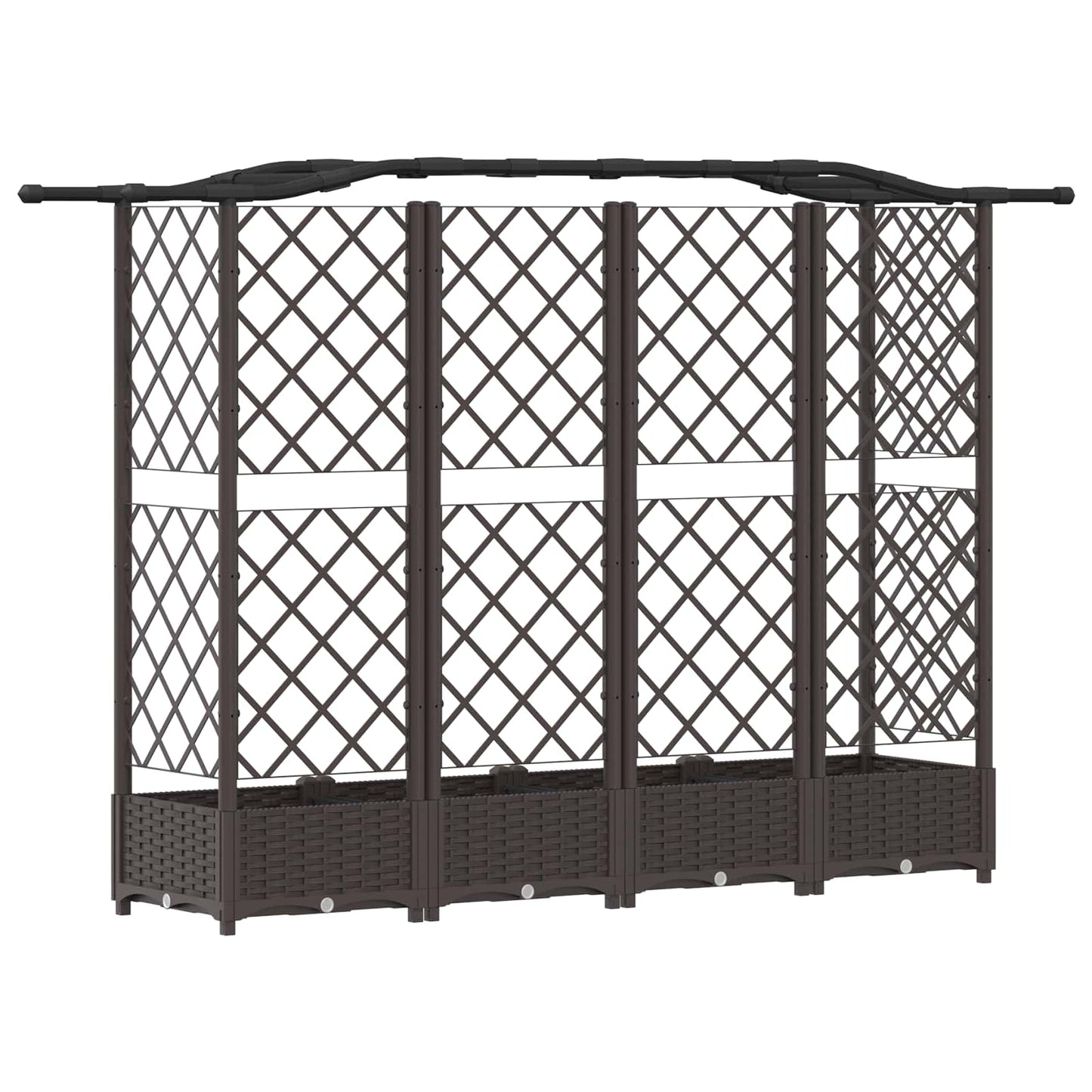 Raised Bed with Trellis and Roof Brown 203.5 x 40 x 123 cm PP