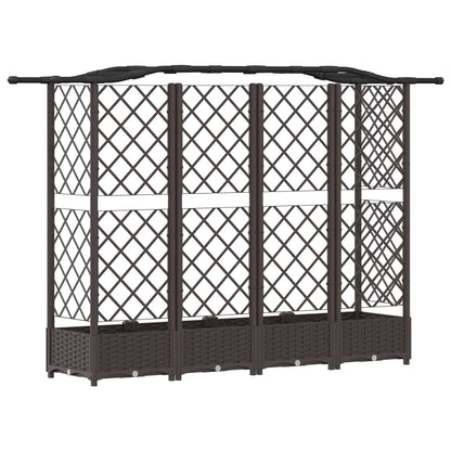 Raised Bed with Trellis and Roof Brown 203.5 x 40 x 123 cm PP