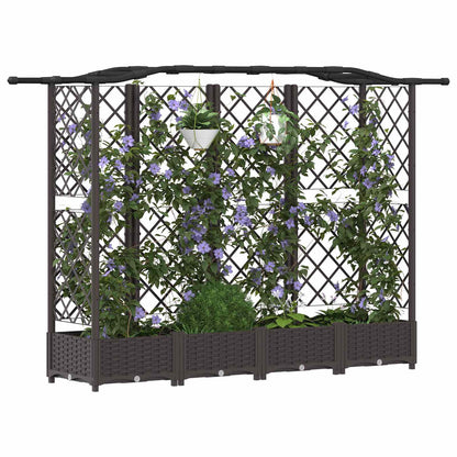 Raised Bed with Trellis and Roof Brown 203.5 x 40 x 123 cm PP