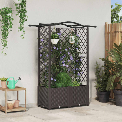 Raised Bed with Trellis and Roof Brown 122 x 40 x 138 cm PP