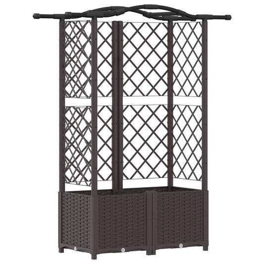 Raised Bed with Trellis and Roof Brown 122 x 40 x 138 cm PP
